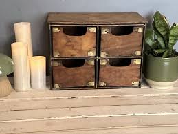 Antique Wooden And Metal Cubby Shelf With Four Drawers | eBay