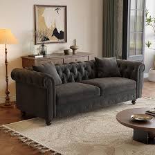 Amazon.com: ONBRILL 82 Inch Chesterfield Sofa, 23 Inch Deep ...