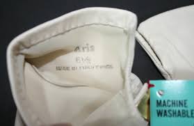 Aris White Leather Gloves Machine Washable NOS 6.5 Vintage ...