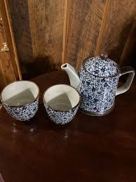 Vintage 60s ARITA YAKI Japan Blue CHERRY BLOSSOM Pattern Set ...