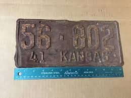 ANTIQUE 1941 KANSAS STATE LICENSE PLATE CAR TAG, 56-802 ...