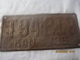 KANSAS LICENSE PLATE 1938 # T94-219 vintage/rusty no paint ...