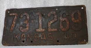1940 Kansas Car Tag License Plate 73-1269 Rush County Rat ...