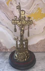 Antique French Arma Christi Ormolu Brass Cross Crucifix ...