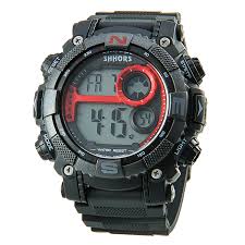 SHHORS 805 LED Rubber Band Digital Quartz Sport Wrist Watch for Man