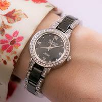 Vintage Black Armitron Ceramic Watch | Crystal Dress Watch for Her – Vintage Radar