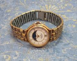 Vintage Geneva Moon Phase Watch: Gold Tone Tank Band ...