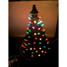 Vintage Ceramic Christmas Tree Tabletop Lighted Table Decoration