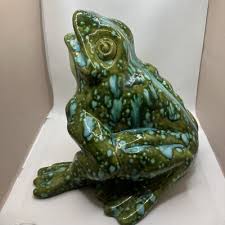 Large VTG Ceramic Frog Toad Drip Glaze Garden 9”Tx10”Wx9.5”L Green Arnel's 1970 | eBay