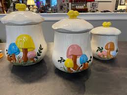 Set of 3 Arnel's Ceramic Mushroom Canisters – The Time Machine