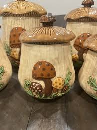 💥1970s Vintage Arnels Mushroom Canister Set of 5 Excellent Condition Rare | eBay
