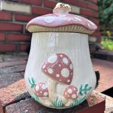 Vintage Ceramic Merry Mushroom Jar - Etsy
