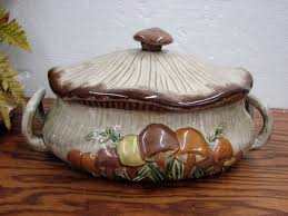 Vintage Ceramic Arnels Mushroom Soup Tureen Oval Casserole ...