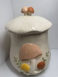 Large Vintage Mushroom cookie canister jar Unique Lidded ...