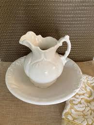 8.5" VINTAGE Pitcher and Bowl Set-white Collection - Etsy