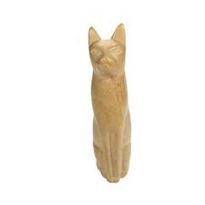Hand-Carved Wooden Cat Statue Figure Figurine | Mercari