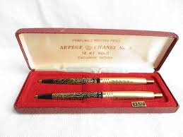 Vintage Chanel Arpege No. 5 14 KT Imprinted Gold Pen Set ...
