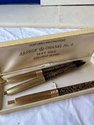 Arpege 24kt Gold Chanel Perfumed Pair of Pens in Case – Fig ...