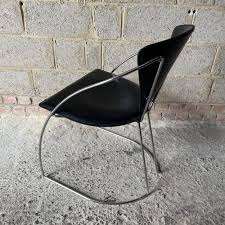 Vintage Chromed Steel & Black Skai Chairs, 1980s, Set of 4 ...