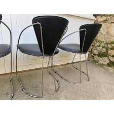 Linda Chairs in Black Leather and Chrome from Arrben, 1980s ...