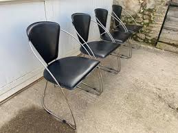 Linda Chairs in Black Leather and Chrome from Arrben, 1980s ...
