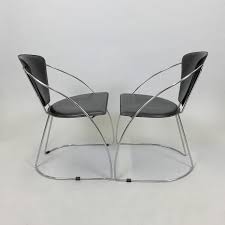 Pair of Vintage Chairs, 1980's / Chrome & Leatherette Chairs ...
