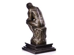 Bronze the Thinker Statue on Marble Base, Bronze Sculpture ...