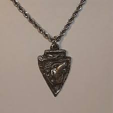 ARROWHEAD / WOLF Pewter Pendant Charm / 24" STAINLESS ROPE ...