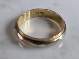 Mens Vintage Estate 14K Yellow & White Gold Wedding Band ...