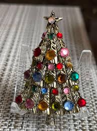 Hollycraft Vtg Christmas Tree Pin Brooch With Multicolor ...