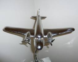 Rare Art Deco Chrome Metal Airplane on Base Circa 1950s ...