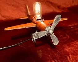 Wooden Airplane Lamp: Dimmable Edison Bulb, Aviation Decor ...