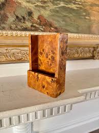 faux burlwood card holder, vintage — le cabinet of curiosity