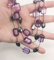 NY Black-P Multi-strand Black & Purple Pink Lilac Bead ...
