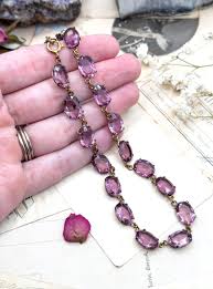 Victorian Amethyst Paste Necklace, Riviere Necklace Purple ...