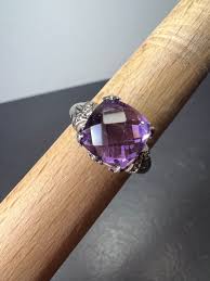 Amethyst cathedral crown setting sterling silver solitaire ...
