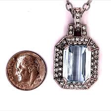 Natural Aquamarine Diamond Necklace 14k Gold 10.45 TCW ...