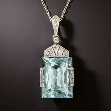 Art Deco Aquamarine and Diamond Pendant, Austrian