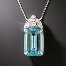 Art Deco 18.75 Carat Santa Maria Aquamarine and Diamond ...