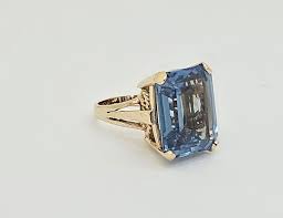 STUNNING VINTAGE HEAVY DR 14K GOLD 16 CT LAB BLUE ZIRCON COCKTAIL RING,6.75 | eBay