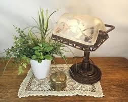 Frosted Glass Brass Bankers Lamp - Etsy