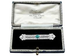 Antique 0.48 Ct Emerald and 1.29 Ct Diamond Platinum Brooch Art Deco | eBay