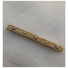 Edwardian 14K Yellow Gold Bar Pin Sapphire & Pearls. For ...