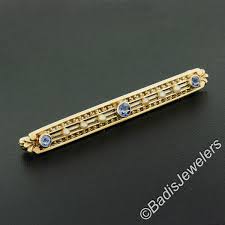 Antique 14k Yellow Gold Bezel Sapphire Seed Pearl Bead Open ...