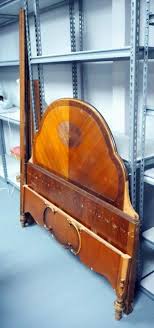 Full Size Bed Frame With Headboard, 49.75" x 56", Minor Damage On Side, Also Includes Footboard, Side Rails, And Slats - Mayo Auction & Realty