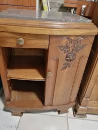 Lit complet noyer 140/190 et chevets - Ameublement