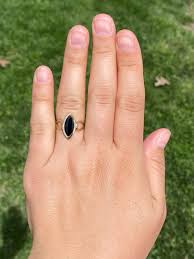 Vintage Onyx Navette Ring in Yellow Gold - Etsy