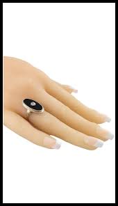 14K White Gold Black Onyx Diamond Ring Size 4.75-5 #16945. For Sale at Ruby Lane