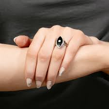 Art Deco 14k Onyx, Diamond, and Enamel Navette Ring