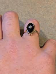 Classic 1970s Retro Black Onyx & Diamond Lace Halo Statement Ring - Etsy UK